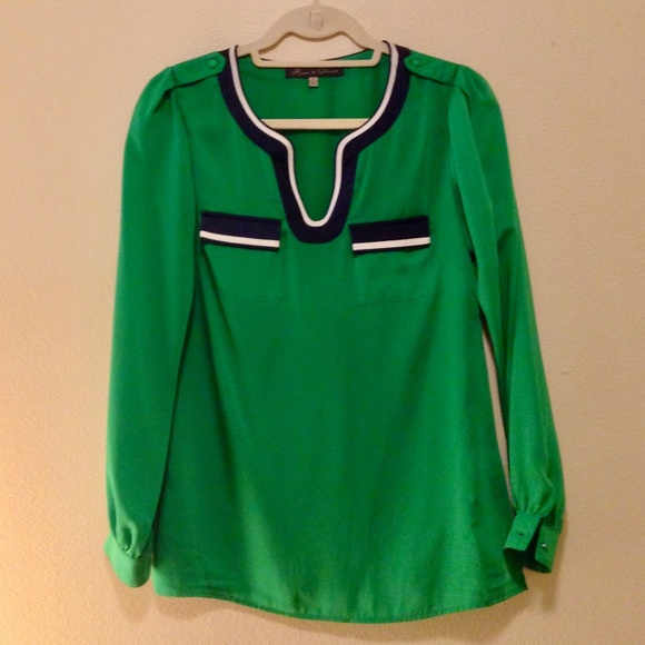 Silky Long-Sleeve Blouse w/ Pockets - EUC - Picture 1 of 4